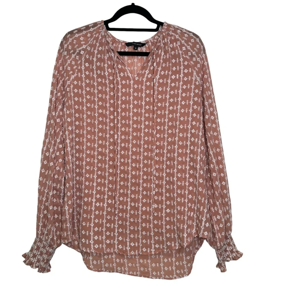 Walter Baker Women’s Med Dusty Rose Long Sleeve Embroidered Blouse